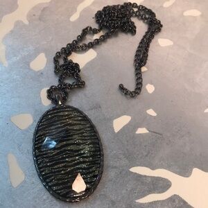 Pendant necklace copper chain 30 inch lobster clasp black and gold pendant